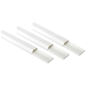 Lot de 3 goulottes de câbles Schönenberger, autocollantes et peignables, en blanc, 22x10 mm.