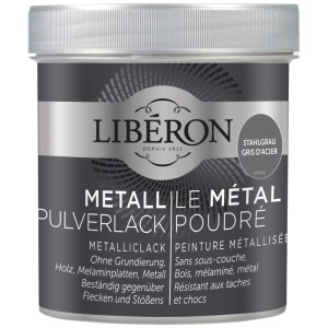 Libéron Metall-Pulverlack Stahlgrau, 0,5 l Dose für moderne Metalleffekte.