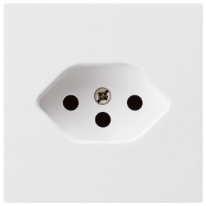 Prise Hager Kallysto T13 blanche avec plaque frontale.