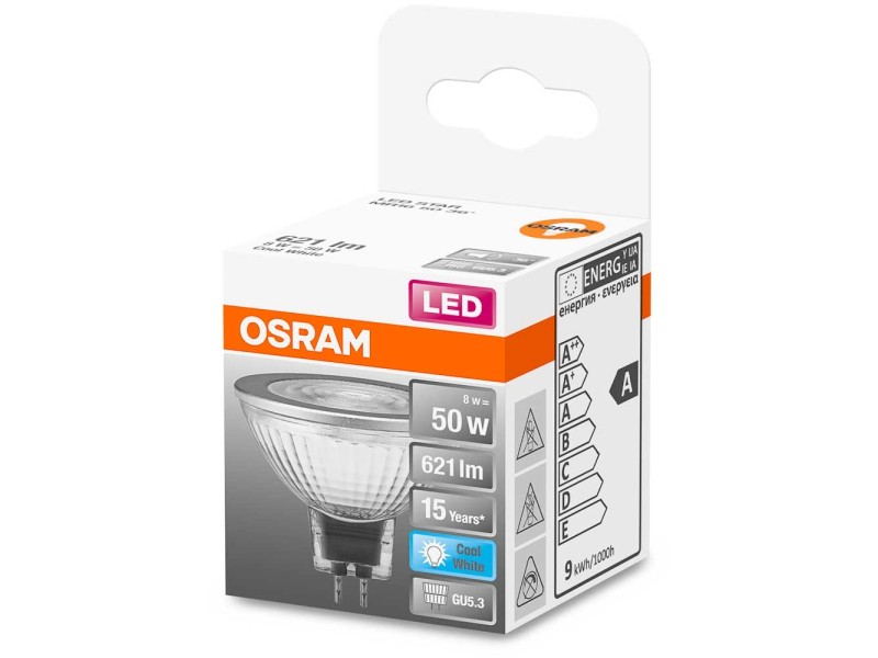 Osram Ampoule LED à réflecteur MR16 GU5,3 Blanc froid 50 W 621 lm