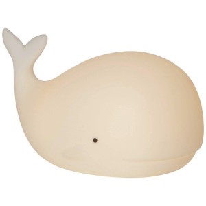 Luce notturna LED a forma di balena bianca con cambio colore RGBW per la cameretta dei bambini.