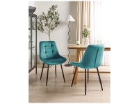 Beliani Chaise  Melrose velours Bleu lot de 2