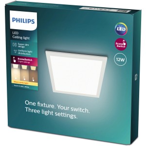 Emballage du plafonnier LED Philips Touch SceneSwitch carré 12W blanc.