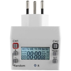 Digitaler Timer von Steffen mit Display und Stecker, 360° drehbar, für Hausfunksteuerung.