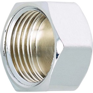 Cappuccio filettato in ottone cromato 4,9 mm (Rp 3/8) per raccordi filettati.