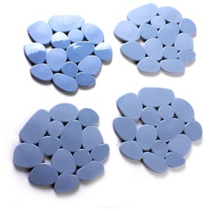 MSV Pads antiscivolo Pebbles, grigio-blu, 4 pezzi, per vasca e doccia.
