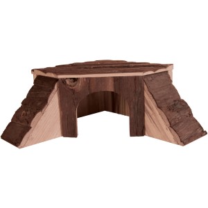 Trixie Natural Living maison Thordis, maison pour petits animaux avec 2 rampes et surface de couchage en bois naturel.