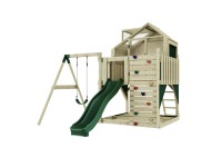 PolarPlay Spielturm Madita Schaukel Kletterturm Rutsche Dunkelgrün