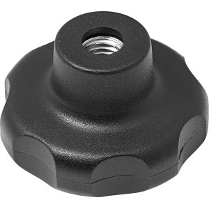 Écrou à poignée étoile en plastique Noir M6 / 66 pcs