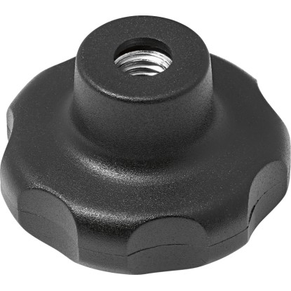 Écrou à poignée étoile en plastique Noir M6 / 66 pcs