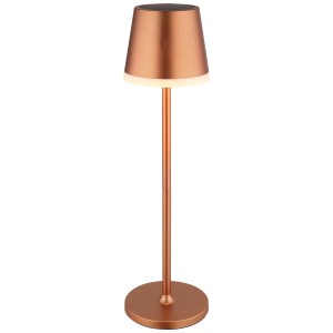Globo LED-Solartischleuchte in Champagner, 26-41cm Höhe, mit satiniertem Schirm. Ideal für den Außenbereich.