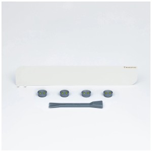 MagSpike Support gel douche L Blanc avec accessoires pour étagères de douche.