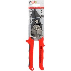 Cesoie a leva per figure destre, 250 mm, con manici rossi per tagliare la lamiera.
