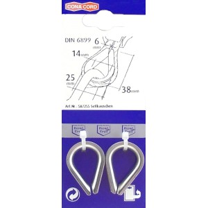 Conacord redancia per fune in acciaio V4A, 38 mm, per fissaggio fune.