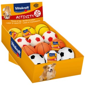 Vitakraft Moosgummi Bälle, sortiert, Ø 9cm, für Hunde. Spielzeug-Set mit Fussbällen, Basketbällen und Tennisbällen.