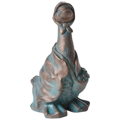 Beliani Gartenfigur Baleya Ente Magnesiumoxid Braun 36 x 19 x 20 cm
