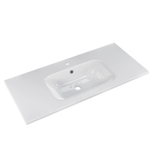 Lavabo in marmo minerale bianco Pelipal Quantum 07, 101 cm, per mobili lavabo singoli.