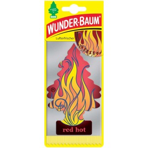 Wunderbaum Lufterfrischer Flame, Duftrichtung Red Hot, zur Anwendung im Auto.