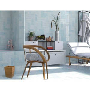 Cestino MSV in bambù 3L, contenitore cosmetico marrone in bagno.