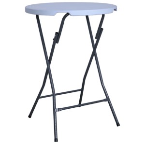 Tavolo bar Le Havre bianco-grigio, pieghevole, struttura in acciaio, piano in plastica, Ø 80 cm.