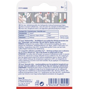 Bandes adhésives Tesa pour papier peint et plâtre, 6 pièces, pour réutiliser les clous adhésifs.