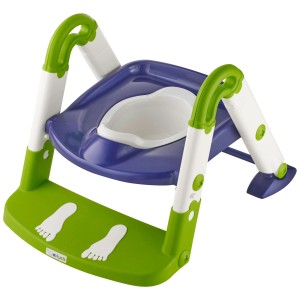 Rotho Kidskit 3in1 trainer WC blu e verde con gradino e maniglie. Ideale per bambini fino a 30 kg.