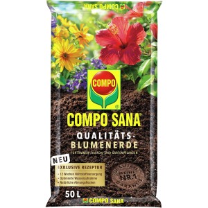 Sacco di terriccio di qualità Compo Sana 50L per piante da interno, balcone e giardino.