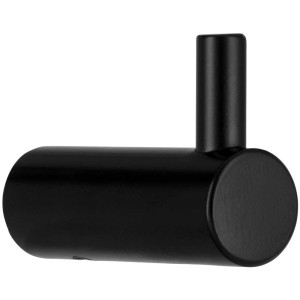 Appendiabiti Siro 2453, acciaio, nero opaco, Ø 14 mm. Gancio singolo per giacche e cappotti.
