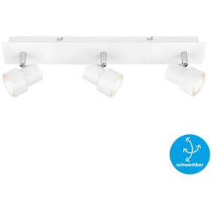 Faretto Briloner Rock bianco con 3 spot LED GU10 orientabili. Plafoniera in metallo.