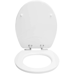 Abattant WC Diaqua Lyon en MDF blanc avec fermeture ralentie, ouvert.