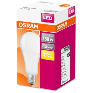 Ampoule LED Osram E27, 19W, blanc chaud, forme classique. Lampe LED à économie d'énergie.