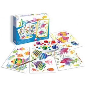 SentoSphère Aquarellum Aquarium set di acquerelli con colori, pennello e modelli.