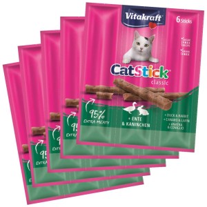 Vitakraft Cat Stick Multipack Anatra/Coniglio, snack per gatti senza zucchero e cereali.
