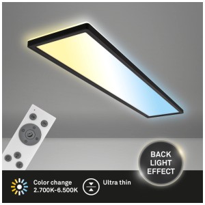 Panneau LED Briloner dimmable noir avec télécommande, 36 W, effet rétroéclairage.