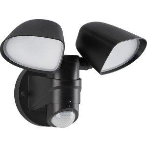 Faretto da esterno a LED Telefunken con sensore di movimento, 2 luci, 1000lm, nero.