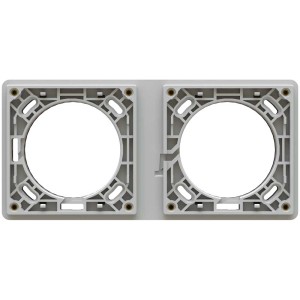 Telaio di montaggio a incasso Exo, orizzontale/verticale, IP55, grigio chiaro, misura 2x1 per interruttori e prese.