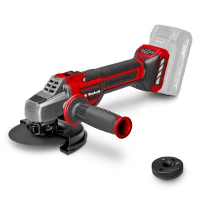 Meuleuse d'angle sans fil Einhell TP-AG 18/125 CE Q Li Solo, rouge/noir, avec poignée supplémentaire et écrou de serrage rapide.