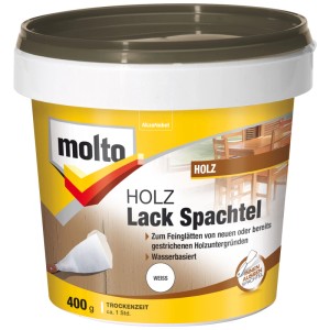 Dose Molto Holz Lack Spachtel, 400g, zum Ausbessern und Glätten von Holzoberflächen.