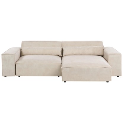 Beliani Canapé d'angle Hellnar velours Beige (HxlxP) 70 x 176 x 262 cm