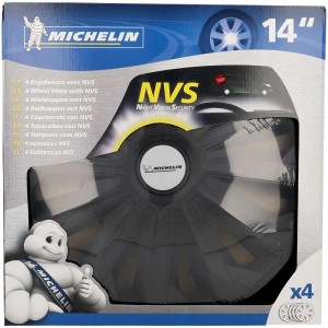 Enjoliveurs Michelin NVS04, 14 pouces, noirs, jeu de 4 pour extérieur de voiture.