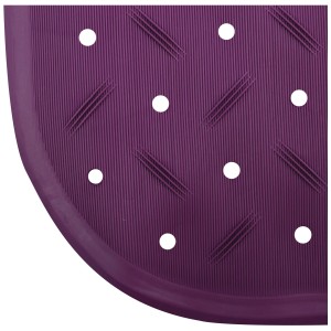 Detailaufnahme: Rutschfeste, violette MSV Badewannenmatte aus Kautschuk mit Saugnäpfen, 36x97 cm.