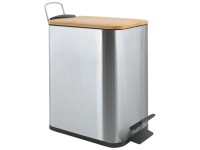 Spirella Abfalleimer Chrom gebürstet Bambusdeckel Erik Grau 5 l Spirella Abfalleimer Chrom gebürstet Bambusdeckel Erik Grau 5 l