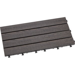 Dalle clipsable WPC anthracite, 30x60 cm, lot de 6 pour pose facile.