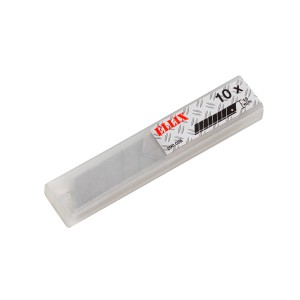 Lames Ellix 18 mm, 10 pièces dans un distributeur en plastique transparent.