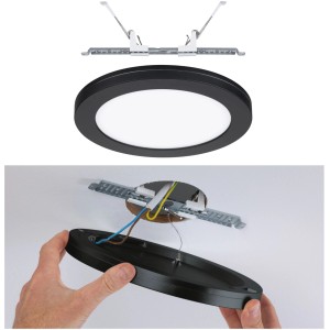 Pannello LED da incasso Paulmann 2in1 Cover-it Nero, faretto da incasso rotondo con esempio di montaggio.
