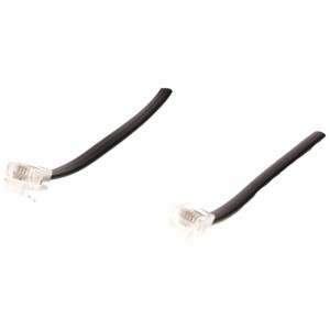 Câble téléphonique noir, 10 m, avec connecteurs RJ11 pour systèmes téléphoniques.