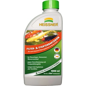 Heissner cura per laghetti filtro e batteri di avviamento, flacone da 1000ml per la pulizia del laghetto.