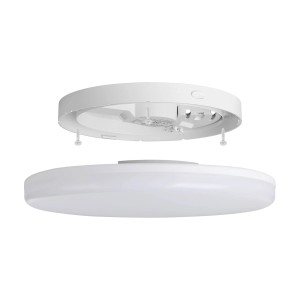 Plafonnier LED blanc Eglo Expert Castagneto, Ø 31 cm, pour pièces humides, avec plaque de montage amovible.