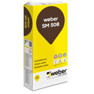 Sack Weber Rapid-Zementestrich SM 508, 25 kg, grau. Schnell trocknender Estrich für innen und außen.