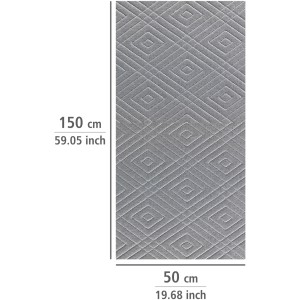 Tapis antidérapant Wenko Design gris, découpable, 150x50 cm, motif losanges.